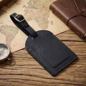 Étiquette de bagage en cuir véritable personnalisable avec logo, idéale pour les voyages et l'aéroport, ajustable - Product Image 5