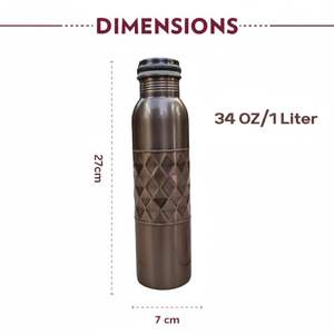 Botella de Cobre Puro Helf Diamond de 1 Litro Hecha de cobre de alta calidad diseñada en forma de botella de cobre tradicional y de larga duración. - Product Image 4