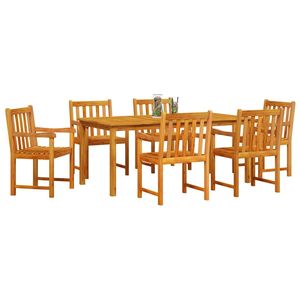 Ensemble de salle à manger de jardin en bois d'acacia massif marron, 7 pièces - Product Image 3