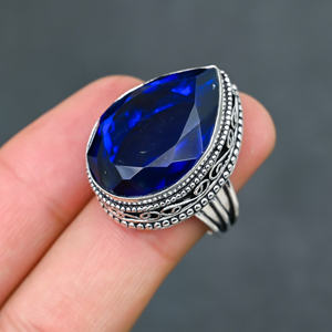 แหวนพลอยโทแพซสีน้ำเงินลอนดอน เงินแท้ 925 สำหรับงานปาร์ตี้ สไตล์หรูหรา - Product Image 1