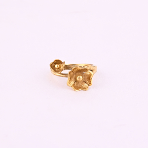 Bague certifiée en laiton plaqué or, design antique à double fleur, tendance pour femmes - Product Image 1