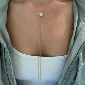 สร้อยคอแบบโซ่เส้นเล็กสำหรับผู้หญิง ทองคำแท้ 14k ประดับเพชรเพาะเลี้ยงแบบฝังเพชรเต็มเส้น ความยาว 30 นิ้ว ดีไซน์หรูหราทันสมัย ได้รับการรับรอง - Product Image 6