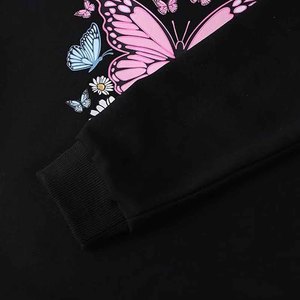 Light Blue Women's Jersey Hooded Sweatshirt Digital Printed <b>Bow</b> Front Logo Regular Fit Long Sleeve Casual Autumn Cotton Knitted - Product Image 3