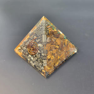 Meilleure Qualité Nouvelle Arrivée Vertical Split Argent Aimant Orgone Pyramide Cristaux Pierres de Guérison en gros Orgonite avec Pyrite - Product Image 2