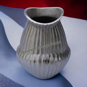 Venta al por mayor elegante mesa de boda centro de mesa florero de metal tono plateado florero de aluminio - Product Image 3