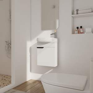 Vanità da bagno Soft-Close da 16 pollici con lavandino per bagni piccoli - Product Image 1