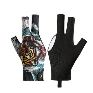Gants de billard et de snooker en polyester noir à 3 doigts avec bande magique antidérapante pour un jeu rapide et portable – Accessoires de billard - Product Image 1
