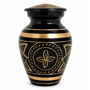 Black Brass European Style Engraved Keepsake <b>Mini</b> Urn for Pet Cremation Ashes Eco-Friendly Durable Customizable Ashes Storage - Product Image 1