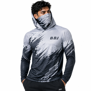 เสื้อฮู้ดดี้ตกปลาแบบยูนิเซ็กซ์ สีเทาอมเขียว ป้องกันแสงแดด UPF 50 แขนยาว พิมพ์ลายปลาแบบซับลิเมชั่น แห้งเร็ว ระบายอากาศได้ดี ปิดคลุมหน้า - Product Image 3