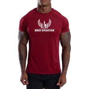 T-shirt de performance bordeaux pour homme en coton premium, coupe athlétique, col rond, pour la gym, l'entraînement et les loisirs - Product Image 2