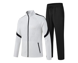 Ensemble de survêtements de sport écologiques et décontractés à manches longues et à fermeture éclair intégrale pour hommes, survêtement à motif solide pour la course d'été - Product Image 3