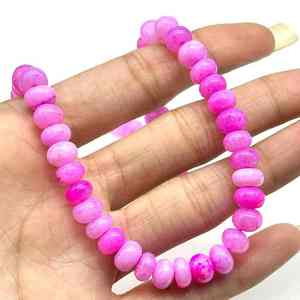 Collar de cuentas redondas lisas de ópalo rosa natural de nueva llegada, 7-8 mm, para fiestas, gargantilla de cuentas para mujer, fabricación de joyería al por mayor - Product Image 1