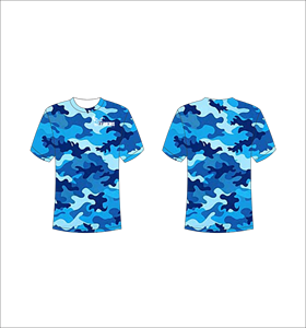 Camiseta de Manga Corta para Hombre, Camuflaje Azul, Impresión por Sublimación, Secado Rápido, Corte Regular, Cuello Redondo, Ropa Casual, Venta al Por Mayor, OEM, Personalizada - Product Image 1