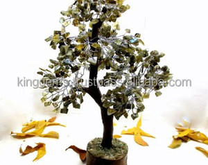 Labradorite Gemstone Money Tree Bonsai 300 Chips de cristal naturel CHAKRA HEALING DECOR pour le bureau et la maison Style Feng Shui - Product Image 6