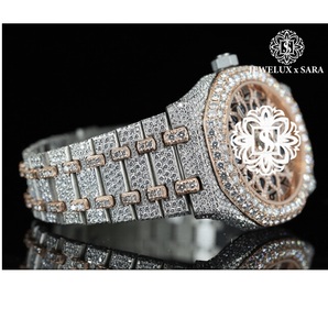 Reloj de pulsera de plata con diamantes de la mejor calidad, estilo hip hop brillante, caja de acero inoxidable duradera para eventos, regalos para hombres. - Product Image 1