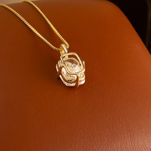 Women's 2ct Cushion Shape Lab Grown Diamond <b>Charm</b> <b>Pendant</b> in 14K Yellow Gold Classic Trendy Jewelry for Anniversary - Product Image 4