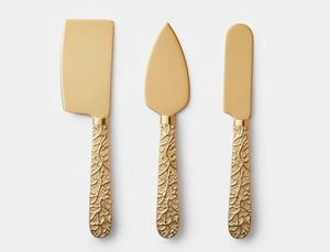 Trending Golden <b>Cheese</b> <b>Knife</b> <b>Set</b> With Leaf Pattern Stainless Steel High Quality Eco Friendly For Kitchenware Tableware And Hotel - Product Image 1