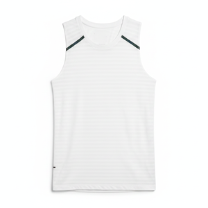 Débardeur côtelé blanc 100 % personnalisé pour homme, coupe ajustée, col ras du cou, en coton, avec impression de logo sur mesure, vente en gros - Product Image 1