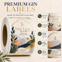 Étiquettes personnalisées pour gin, impression dorée métallisée, autocollants résistants à l'humidité pour bouteilles d'alcool, étiquettes d'emballage en papier texturé pour bouteilles de vin