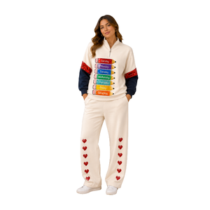 Wholesale Custom Back To School Embroidered Sweatshirt Set with Custom <b>sequin</b> Embroidery Full Sleeve Crew Neck Loose Casual Fit - Product Image 3