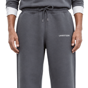 Men Charcoal Grey Fleece Sweatpants Drawstring <b>Elastic</b> <b>Waist</b> Straight Leg Relaxed Fit Casual Winter <b>Trousers</b> <b>with</b> Pockets - Product Image 3