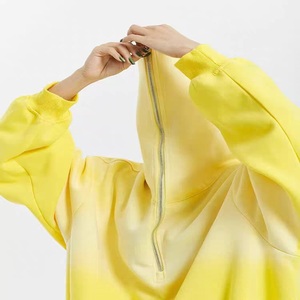 เสื้อฮู้ดดี้โอเวอร์ไซส์ทรงครอป ย้อมสีไล่ระดับสีชมพู ผ้าเฟรนช์เทอร์รี่ แขนยาวแบบปกติ ยูนิเซ็กส์ สไตล์สตรีทแวร์ลำลองสำหรับฤดูใบไม้ร่วง - Product Image 2