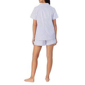 Conjunto de Pijama de Algodón para Mujer, Manga Corta, Pantalones Cortos, Estampado a Rayas, Ropa de Dormir de 2 Piezas, Ropa de Casa Suave y Cómoda, Conjunto de Pijama Personalizado - Product Image 3