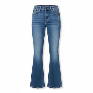Pantalon évasé en denim sur mesure pour femme, taille haute, 100 % coton, respirant, écologique, avec logo personnalisé, marque privée, haute qualité - Product Image 1