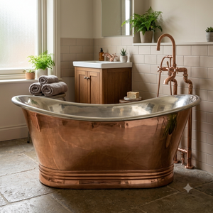 Bañera de Cobre Grabada a Mano, Bañera Independiente de Lujo, Decoración de Baño Vintage, Bañera de Cobre Sólido - Product Image 2