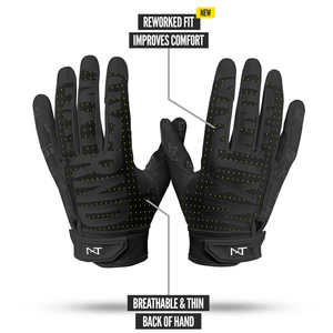 ถุงมือซิลิโคนเจล 7v7 คุณภาพสูง ถุงมือรับบอลอเมริกันฟุตบอลแบบกำหนดเองได้ ทนทาน กันลื่น สำหรับเด็กและผู้ใหญ่ พร้อมโลโก้ยาง - Product Image 4