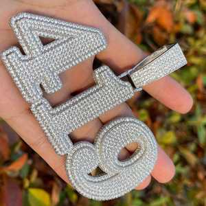 Pendentif personnalisé 4L serti de moissanite VVS1 couleur D, bijou plaque nominative hip-hop - Product Image 2