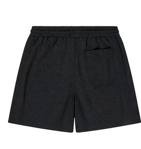 Men's <b>Black</b> Breathable Canvas 220g Solid Mid Elastic Waist Casual <b>Shorts</b> with Pocket - Product Image 1