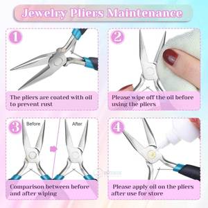 Jewelry Pliers Set 3 Piece Jewelry Making Tools Kit Includes Needle Nose Pliers Round <b>Wire</b> Cutters for DIY <b>Craft</b> Beading - Product Image 6