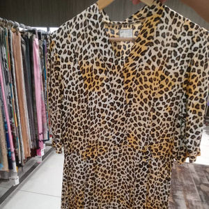 Vêtement d'été décontracté en coton à imprimé animal, style bohème, extensible, à manches courtes, pour femmes et filles, imprimé léopard, collection Pinkweave, vente chaude - Product Image 1