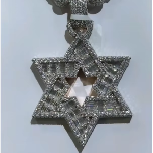 Colgantes y Amuletos de Joyería Fina Magen Star David, Plata de Ley 925 Vermeil, Pasa el Test de Diamantes, Joyería Hip Hop, MOISSANITA - Product Image 1