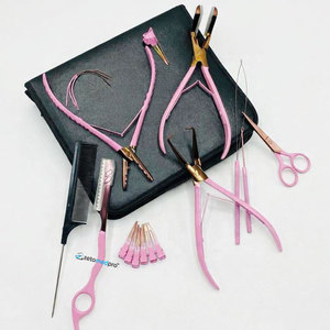 Kit de Pinzas Profesionales para Extensiones de Cabello en Oro Rosa, Pinza de Presión de Acero Inoxidable con Logotipo Personalizado, Juego de Herramientas Profesionales para el Cabello - Product Image 1