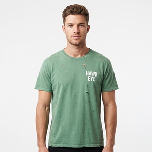 Camiseta de Moda para Hombre, Estilo Desgastado, Algodón Personalizado, Corte Regular, Lavado Vintage, Ropa Casual de Manga Corta, Estilo Urbano - Product Image 5