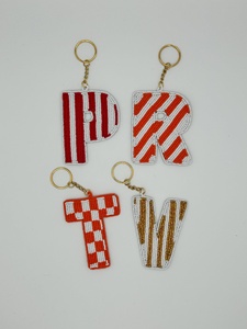High demand product Beaded key <b>chain</b> with alphabet pattern Custom <b>Initial</b> Letter Beaded Keychain Colorful Decorative Accessory - Product Image 1