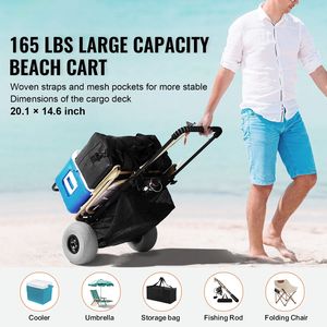 Carrello da Spiaggia Pieghevole con Ruote Grandi 20.1 x 14.6 Pollici, Ruote a Palloncino da 9 Pollici, Piattaforma di Carico 165 Libbre, Carrello da Campeggio con Capacità di Carico 165 Libbre - Product Image 2