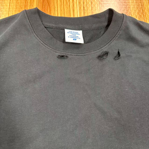 Custom Retro Oversized T Shirt Distressed Ripped Hem Dyeing Washed Organic Cotton T-shirt <b>Hip</b> Hop Streetwear Vintage 90s Graphic - Product Image 2