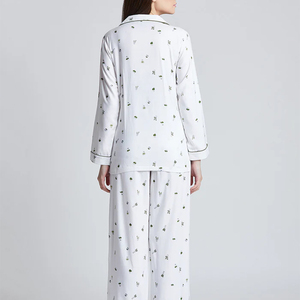 Ensemble de pyjama et chemise de nuit élégante pour femmes, 100% coton respirant, manches longues, motif uni, design personnalisé - Product Image 3
