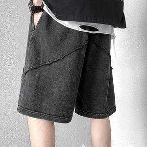 Pantalones Cortos de Lona con Lavado Ácido Ecológicos para Hombre, Estilo Urbano Vintage, Tela Suave, Ajuste Cómodo, Atuendo Casual de Verano, a la Moda - Product Image 5