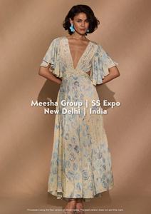 Vestido largo maxi con cuello en V profundo para mujer, con lazo en la espalda, estampado floral, estilo bohemio, con mangas con volantes, surtido - Product Image 6