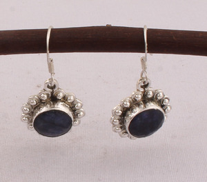 Pendientes de Zafiro Azul Natural, Plata de Ley 925, Estilo Victoriano Vintage, Gemas Azules Reales, Joyería al por Mayor - Product Image 5