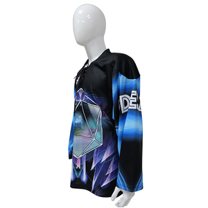 เสื้อฮอกกี้น้ำแข็งคุณภาพพรีเมียม ระบายอากาศได้ดี สกรีนชื่อและหมายเลขได้ตามต้องการ สำหรับผู้ชายและผู้หญิง คอวี แขนยาว พร้อมคุณสมบัติต้านเชื้อแบคทีเรีย - Product Image 2