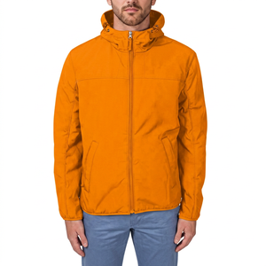 Men's Navy Hooded <b>Jacket</b> Windproof Zipper Casual <b>Winter</b> Wear Regular Fit Polyester Shell with Lining - Product Image 3
