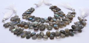 AAA Natural Labradorite Faceted Pear Shape Beads 8x12 MM Labradorite Gemstone Beads 7 Inch Blue Flashy Labradorite Beads Strand - Product Image 2
