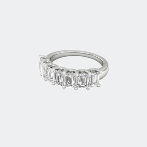 1.40CTW Emerald Cut Lab Grown Diamond Prong <b>Set</b> Half Eternity <b>Ring</b> | Elegant Prong <b>Set</b> Diamond Band with Exceptional Brilliance - Product Image 2