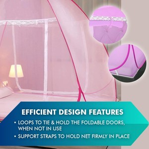 Moustiquaire de lit pliable en polyester de qualité supérieure (tailles Queen et King) autoportante toutes saisons multicolore - Product Image 3