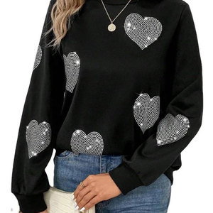 Sweat-shirt léger pour femme avec strass, coupe confortable, style décontracté, en vente en ligne - Product Image 1